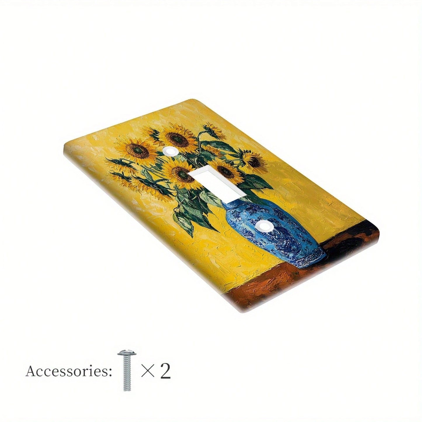 1pc 1Gang/2Gang Rustic Sunflower Vase Polycarbonate Thermoplastic Light Switch Light Switch Plate Cover Decor Outlet Wall Plate Cover Home Kitchen Room Decorative