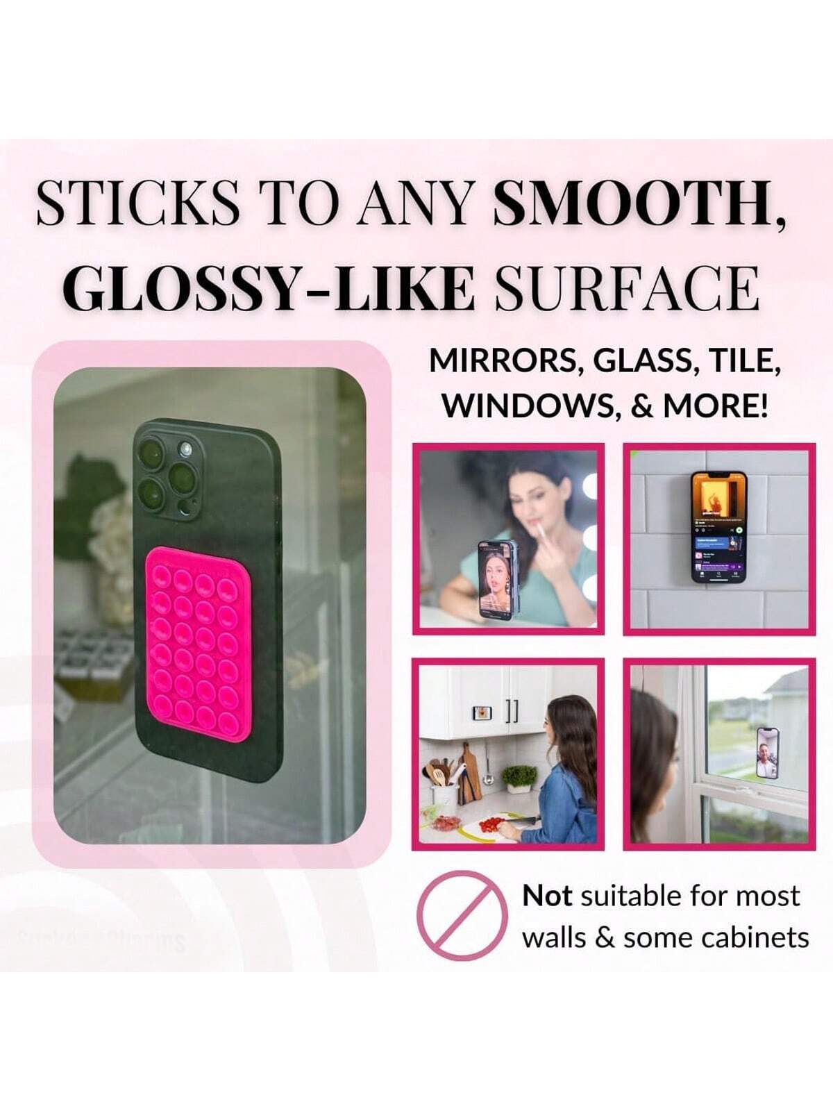 1pc 24pcs Square Silicone Suction Cup, Universal Phone Case Suction Cup, Tablet Computer, Power Bank Suction Cup Decoration DIY Accessory, 80*55MM