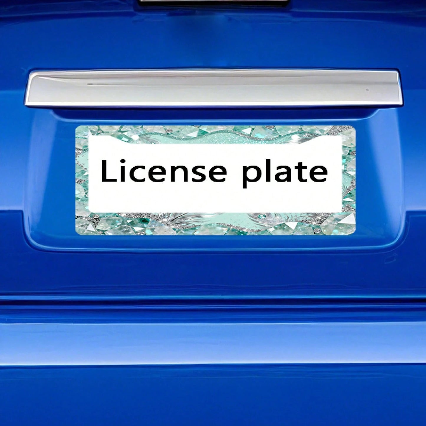 1pc 2D Mint Mambo Crystal License Plate Frame 12*6inch, Fit Standard US Cars SUV Trucks, Easy Install With Screws, Durable Stylish Car Accessory,Car Decorn,Car Acessesories,Motorcycle Acesories,Car Mu
