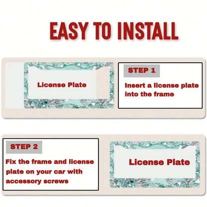 1pc 2D Mint Mambo Crystal License Plate Frame 12*6inch, Fit Standard US Cars SUV Trucks, Easy Install With Screws, Durable Stylish Car Accessory,Car Decorn,Car Acessesories,Motorcycle Acesories,Car Mu