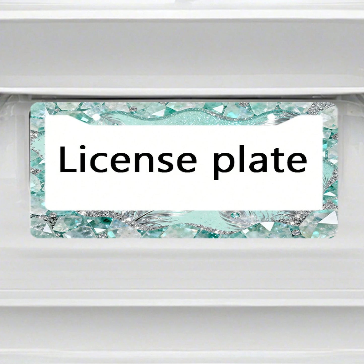 1pc 2D Mint Mambo Crystal License Plate Frame 12*6inch, Fit Standard US Cars SUV Trucks, Easy Install With Screws, Durable Stylish Car Accessory,Car Decorn,Car Acessesories,Motorcycle Acesories,Car Mu