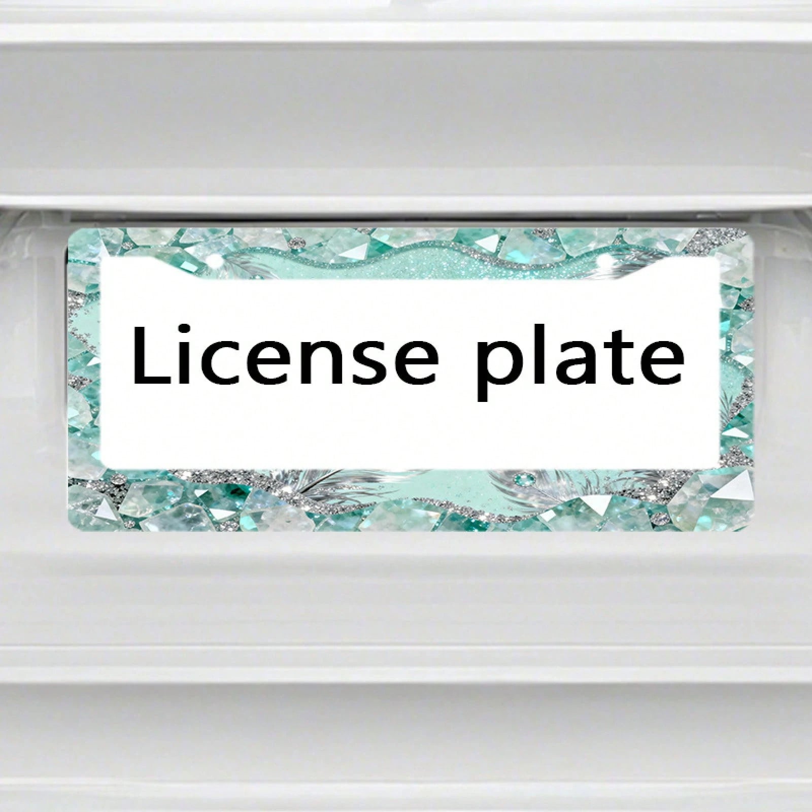 1pc 2D Mint Mambo Crystal License Plate Frame 12*6inch, Fit Standard US Cars SUV Trucks, Easy Install With Screws, Durable Stylish Car Accessory,Car Decorn,Car Acessesories,Motorcycle Acesories,Car Mu