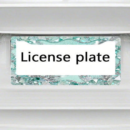 1pc 2D Mint Mambo Crystal License Plate Frame 12*6inch, Fit Standard US Cars SUV Trucks, Easy Install With Screws, Durable Stylish Car Accessory,Car Decorn,Car Acessesories,Motorcycle Acesories,Car Mu