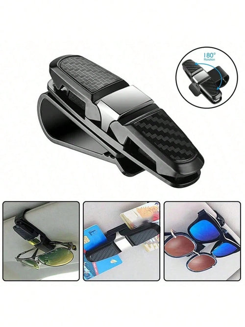 1pc/2pcs Car Glasses Clip, Carbon Fiber Glasses Holder Clip, Car Accessory Ticket Card Clip Hook