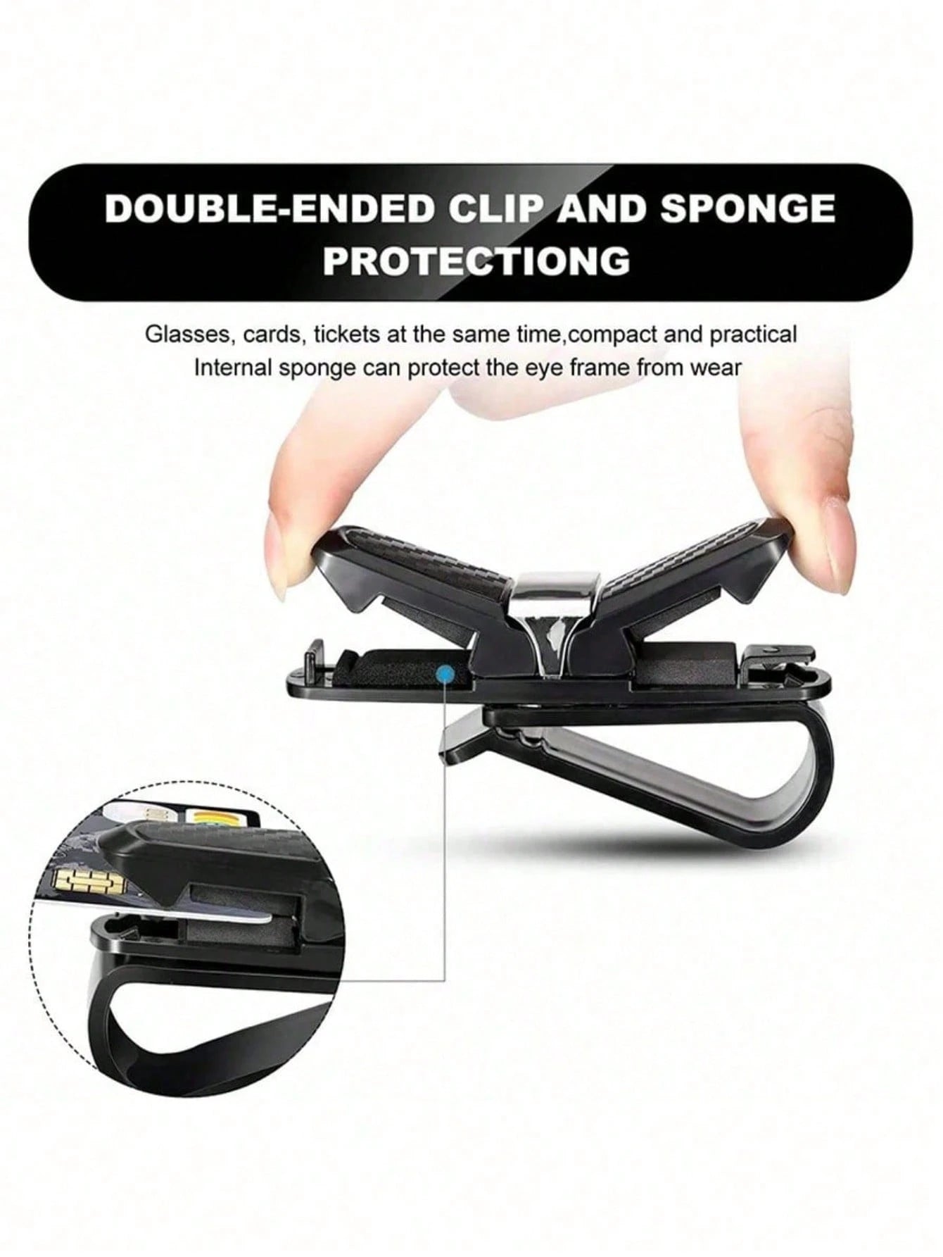 1pc/2pcs Car Glasses Clip, Carbon Fiber Glasses Holder Clip, Car Accessory Ticket Card Clip Hook