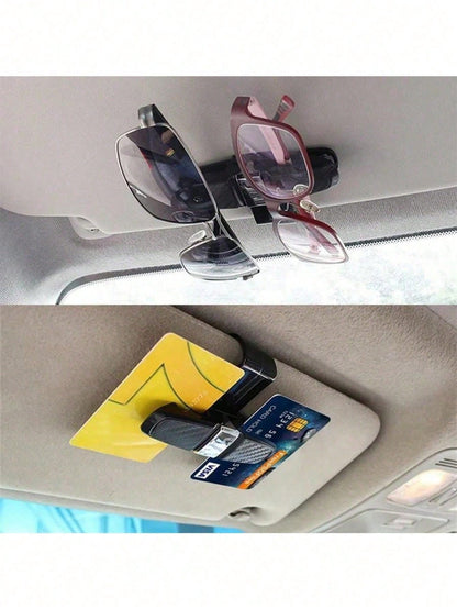 1pc/2pcs Car Glasses Clip, Carbon Fiber Glasses Holder Clip, Car Accessory Ticket Card Clip Hook