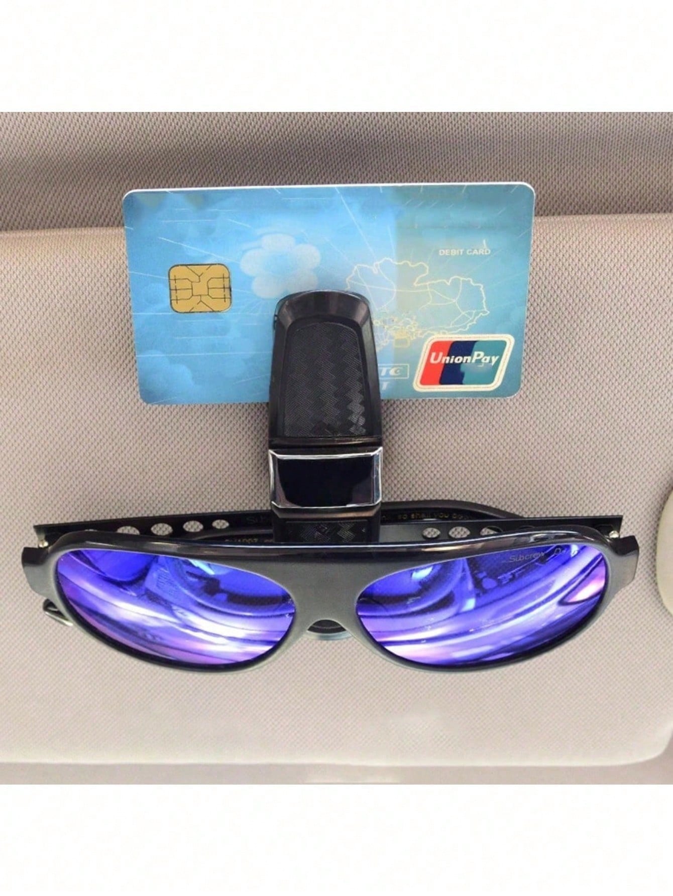 1pc/2pcs Car Glasses Clip, Carbon Fiber Glasses Holder Clip, Car Accessory Ticket Card Clip Hook