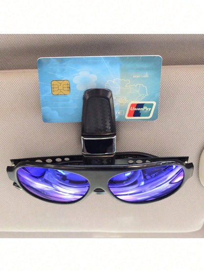 1pc/2pcs Car Glasses Clip, Carbon Fiber Glasses Holder Clip, Car Accessory Ticket Card Clip Hook