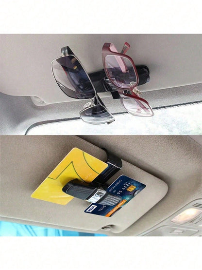 1pc/2pcs Car Glasses Clip, Carbon Fiber Glasses Holder Clip, Car Accessory Ticket Card Clip Hook