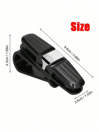1pc/2pcs Car Glasses Clip, Carbon Fiber Glasses Holder Clip, Car Accessory Ticket Card Clip Hook
