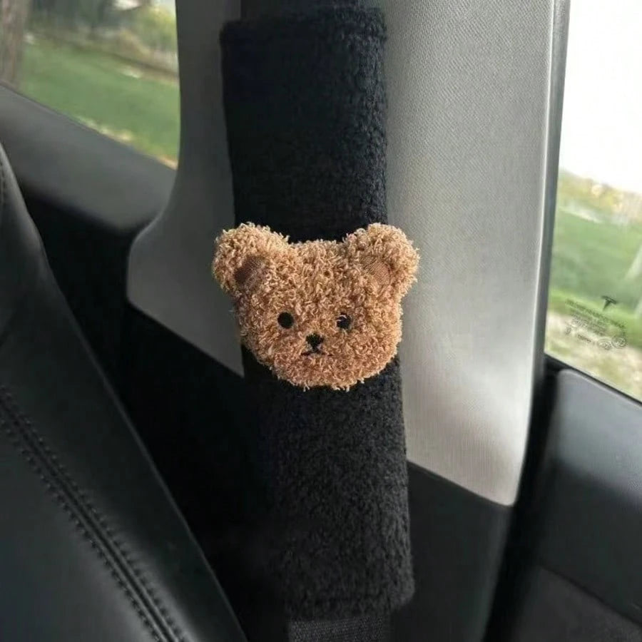 1pc/2pcs Car Seat Belt Shoulder Protector Cute Little Bear Car Anti Pinch Seat Belt Protector Soft And Comfortable