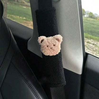 1pc/2pcs Car Seat Belt Shoulder Protector Cute Little Bear Car Anti Pinch Seat Belt Protector Soft And Comfortable