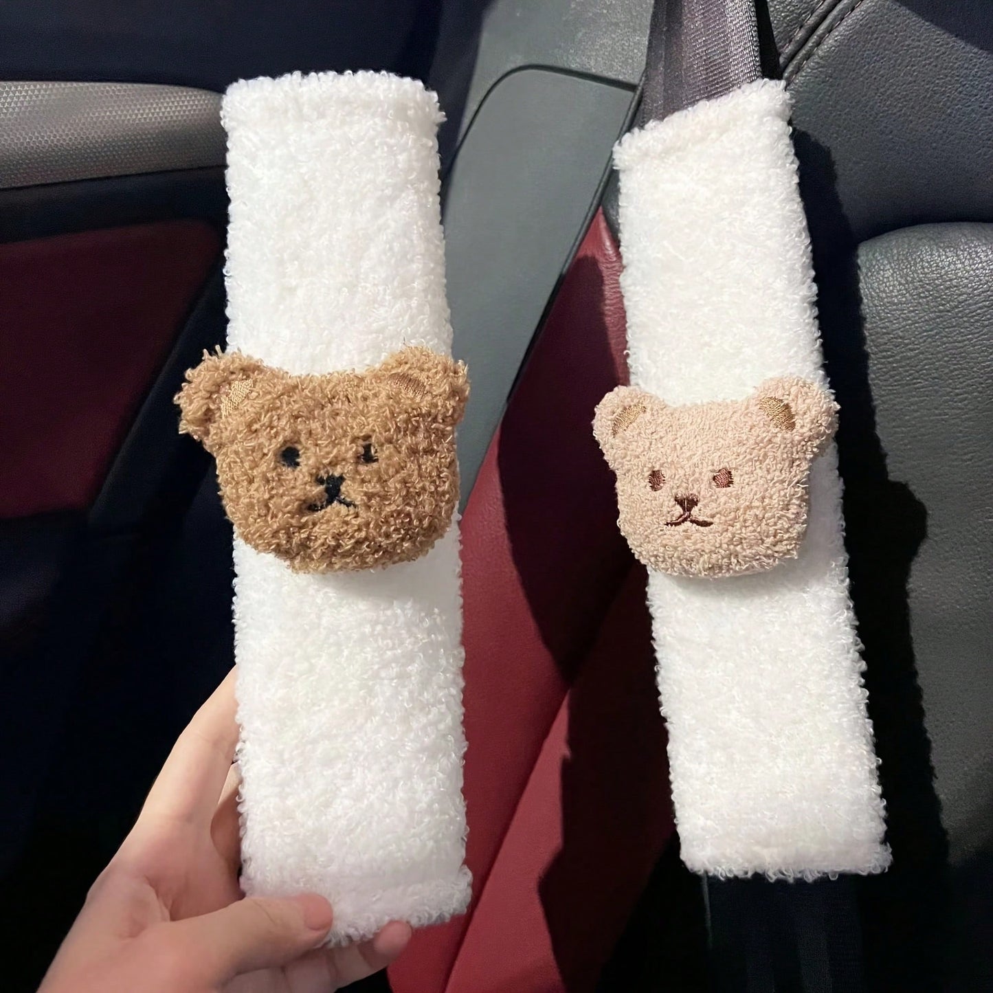 1pc/2pcs Car Seat Belt Shoulder Protector Cute Little Bear Car Anti Pinch Seat Belt Protector Soft And Comfortable