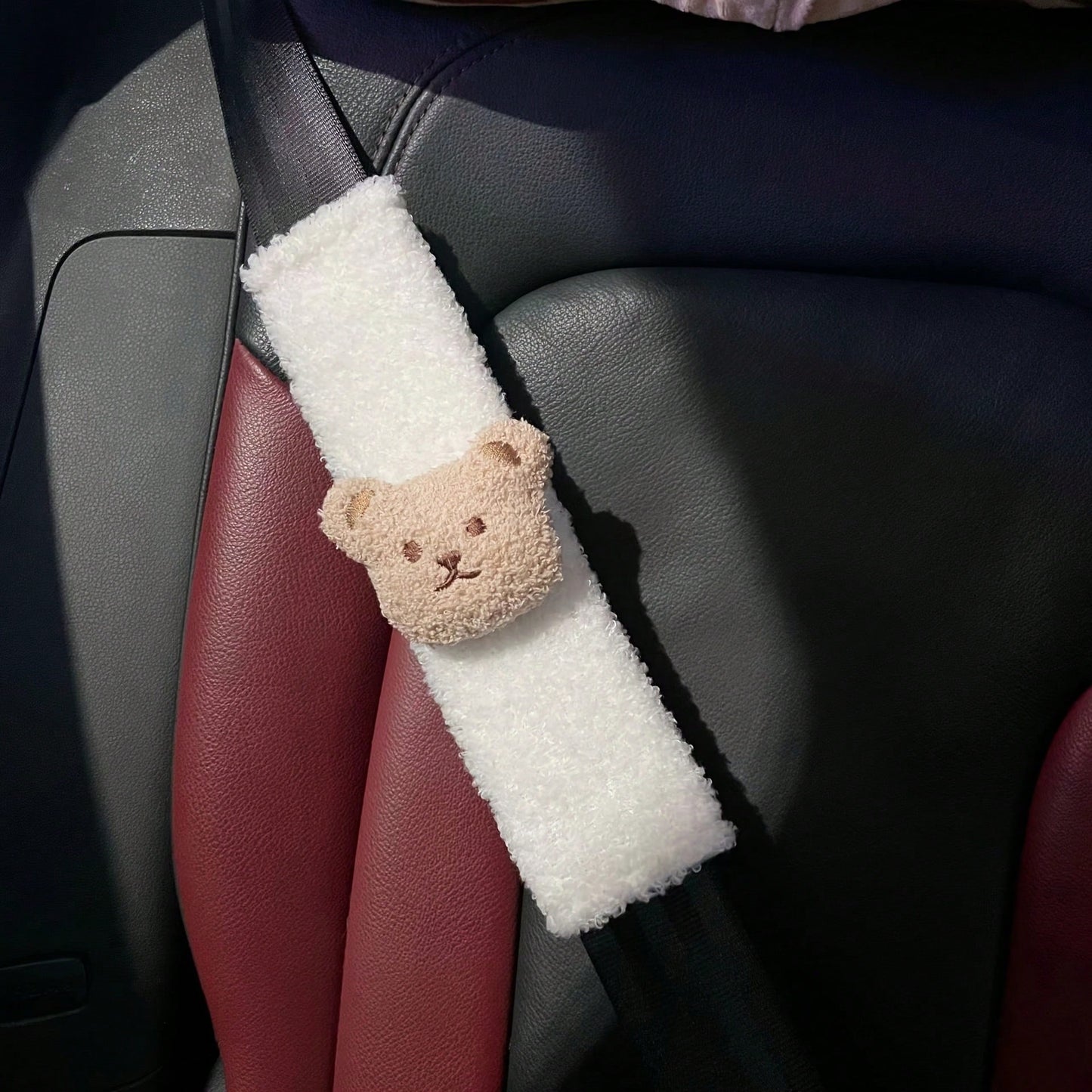 1pc/2pcs Car Seat Belt Shoulder Protector Cute Little Bear Car Anti Pinch Seat Belt Protector Soft And Comfortable
