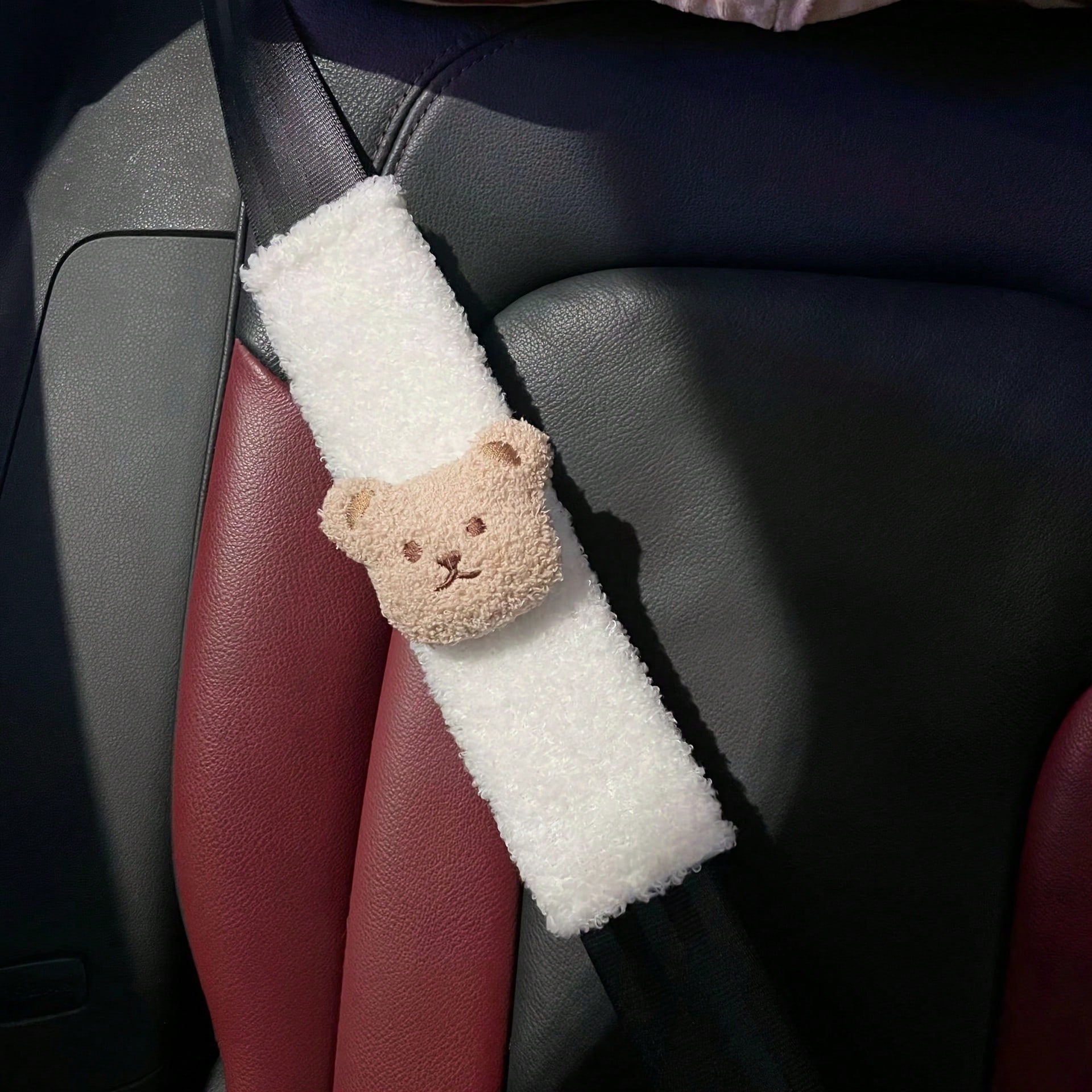 1pc/2pcs Car Seat Belt Shoulder Protector Cute Little Bear Car Anti Pinch Seat Belt Protector Soft And Comfortable