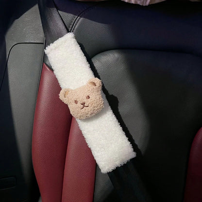 1pc/2pcs Car Seat Belt Shoulder Protector Cute Little Bear Car Anti Pinch Seat Belt Protector Soft And Comfortable