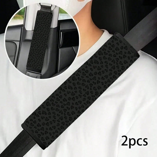 1pc/2pcs Modern Style Dark Leopard Print Pattern Car Seatbelt Shoulder Pad- Soft, Pressure-Resistant, Suitable For Cars, SUVs, Trucks- Durable And Easy To Clean, Fashionable Design For Men And Women