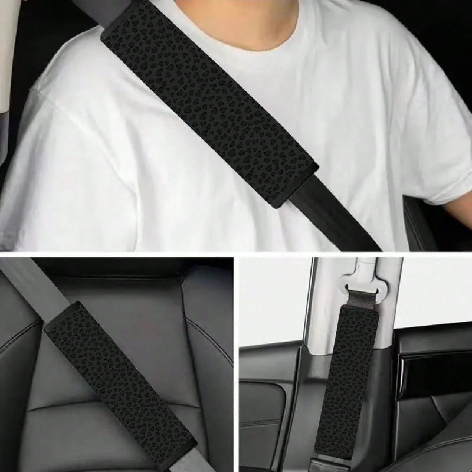 1pc/2pcs Modern Style Dark Leopard Print Pattern Car Seatbelt Shoulder Pad- Soft, Pressure-Resistant, Suitable For Cars, SUVs, Trucks- Durable And Easy To Clean, Fashionable Design For Men And Women
