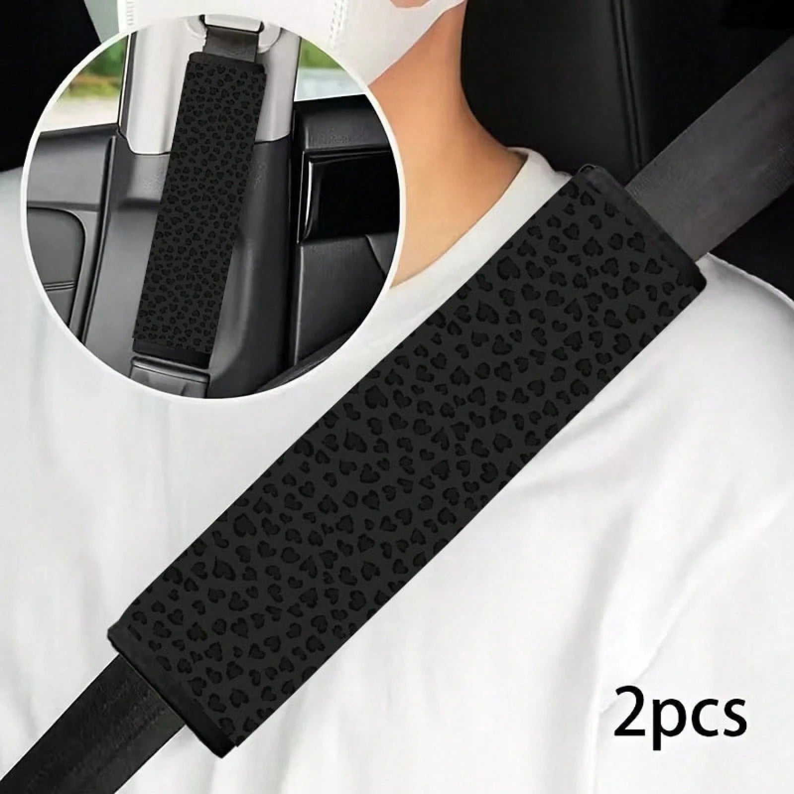 1pc/2pcs Modern Style Dark Leopard Print Pattern Car Seatbelt Shoulder Pad- Soft, Pressure-Resistant, Suitable For Cars, SUVs, Trucks- Durable And Easy To Clean, Fashionable Design For Men And Women