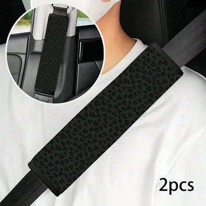 1pc/2pcs Modern Style Dark Leopard Print Pattern Car Seatbelt Shoulder Pad- Soft, Pressure-Resistant, Suitable For Cars, SUVs, Trucks- Durable And Easy To Clean, Fashionable Design For Men And Women
