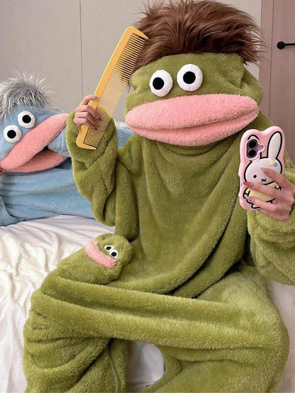 1pc/2pcs Premium Coral Fleece Funny Bathrobe, Suitable For Role Play And Luxury Leisure, Unisex Sleepwear