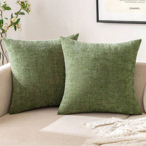 1pc/2pcs Sage Green (Pillow Insert Not Included) 3D Textured Throw Pillow Cover, Modern Farmhouse Cozy Chenille Vintage Pattern Cushion Case, Suitable For Daily Bedroom, Dining Room, Bed, Sofa, Car, D