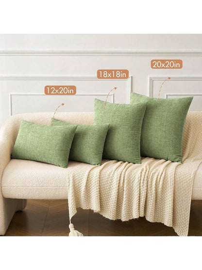 1pc/2pcs Sage Green (Pillow Insert Not Included) 3D Textured Throw Pillow Cover, Modern Farmhouse Cozy Chenille Vintage Pattern Cushion Case, Suitable For Daily Bedroom, Dining Room, Bed, Sofa, Car, D