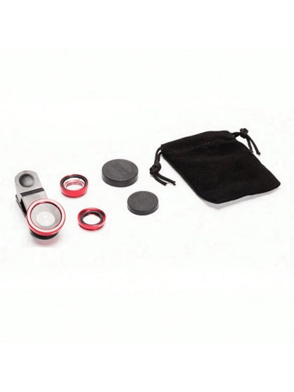 1pc 3-In-1 Mobile Phone Lens With Macro, Fish-Eye And Telephoto Functions, 180° Wide Angle, Selfie Stick Accessory