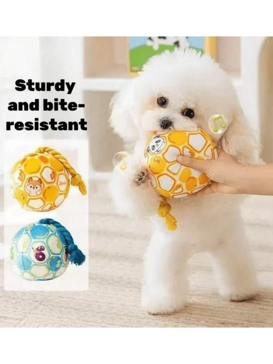 1pc/3pcs Fabric Ball Dog Toy With Sturdy Rope For Pulling And Playing, Built-In Squeaker For Chewing And Touching To Make Pleasant Sounds, Soft Fabric For Gums, Tear-Resistant And Durable, Cute Patter