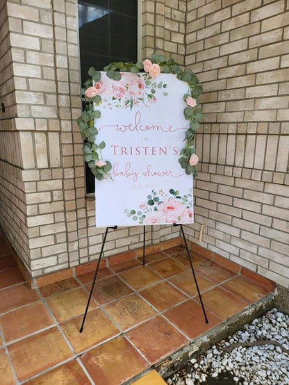 1PC 66inch Foldable Easel Stand, Baby Shower Sign Easel Stand- Portable Display Stand- Holds 5lbs" For Baby Shower Party Banner And Poster Display Adjustable Metal Tripod Ground And Tabletop Easel S