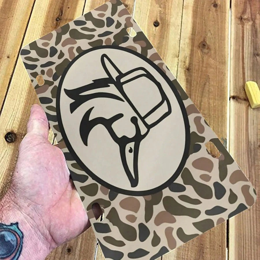 1pc 6x12 Inch Aluminum Front License Plate- Camouflage Duck Hunting Design With Cap Graphic, Polished Metal Standard US Car Plate, Easy Installation For Trucks, SUVs, Vehicles (Decorative & Functiona