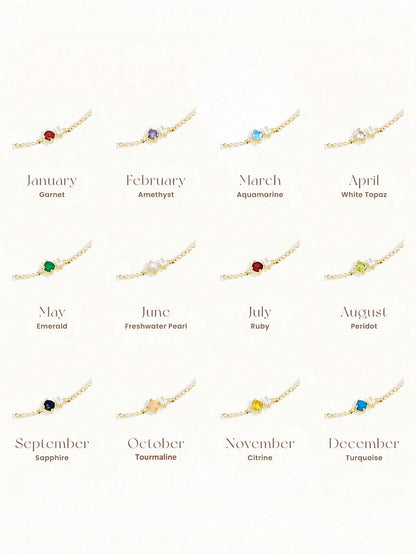 1pc 925 Sterling Silver Minimalist Gold-Plated 12 Birthstone Bracelet, Suitable For Women's Daily Wear (Delicate Chain Bracelet)