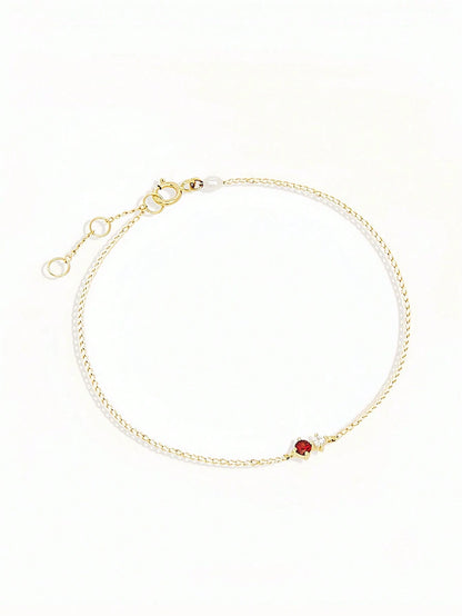 1pc 925 Sterling Silver Minimalist Gold-Plated 12 Birthstone Bracelet, Suitable For Women's Daily Wear (Delicate Chain Bracelet)