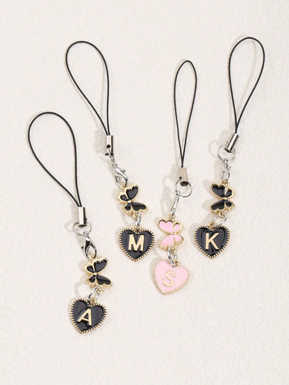 1pc A-Z Letter & Elegant Butterfly Design Phone Charm- Durable Alloy Material, Suitable As Gift For Friends, Girlfriends, Birthday, For Phone, Phone Charm, Girlfriend Gift, Elegant Accessory