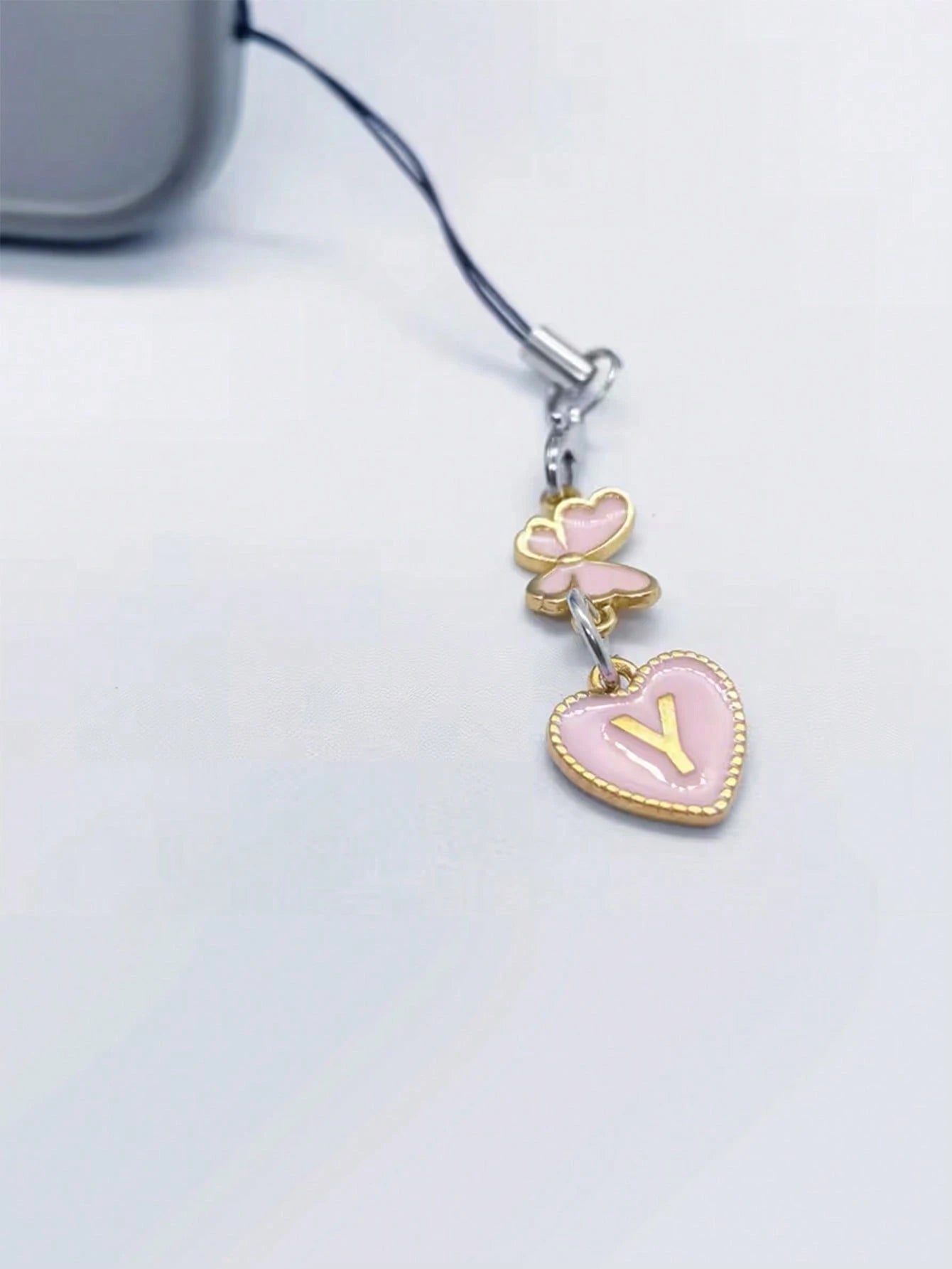 1pc A-Z Letter & Elegant Butterfly Design Phone Charm- Durable Alloy Material, Suitable As Gift For Friends, Girlfriends, Birthday, For Phone, Phone Charm, Girlfriend Gift, Elegant Accessory
