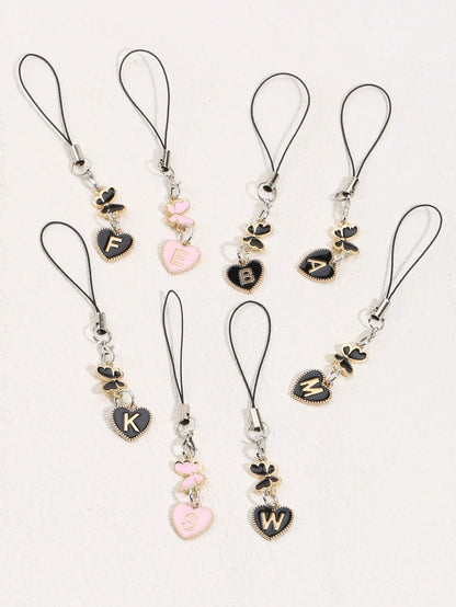 1pc A-Z Letter & Elegant Butterfly Design Phone Charm- Durable Alloy Material, Suitable As Gift For Friends, Girlfriends, Birthday, For Phone, Phone Charm, Girlfriend Gift, Elegant Accessory