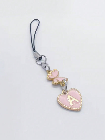 1pc A-Z Letter & Elegant Butterfly Design Phone Charm- Durable Alloy Material, Suitable As Gift For Friends, Girlfriends, Birthday, For Phone, Phone Charm, Girlfriend Gift, Elegant Accessory