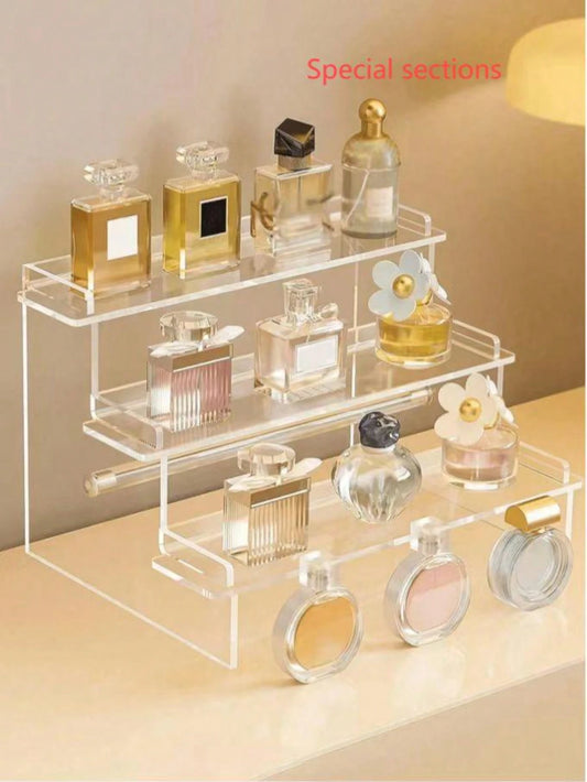 1pc Acrylic Cosmetic Storage Box, Multi-Tiered Transparent Display Rack, Suitable For Perfumes, Jewelry, Skincare Products, Cosmetics, Bathrooms