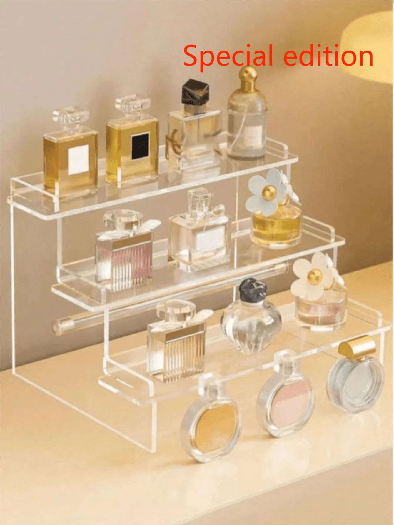 1pc Acrylic Cosmetic Storage Box, Multi-Tiered Transparent Display Rack, Suitable For Perfumes, Jewelry, Skincare Products, Cosmetics, Bathrooms