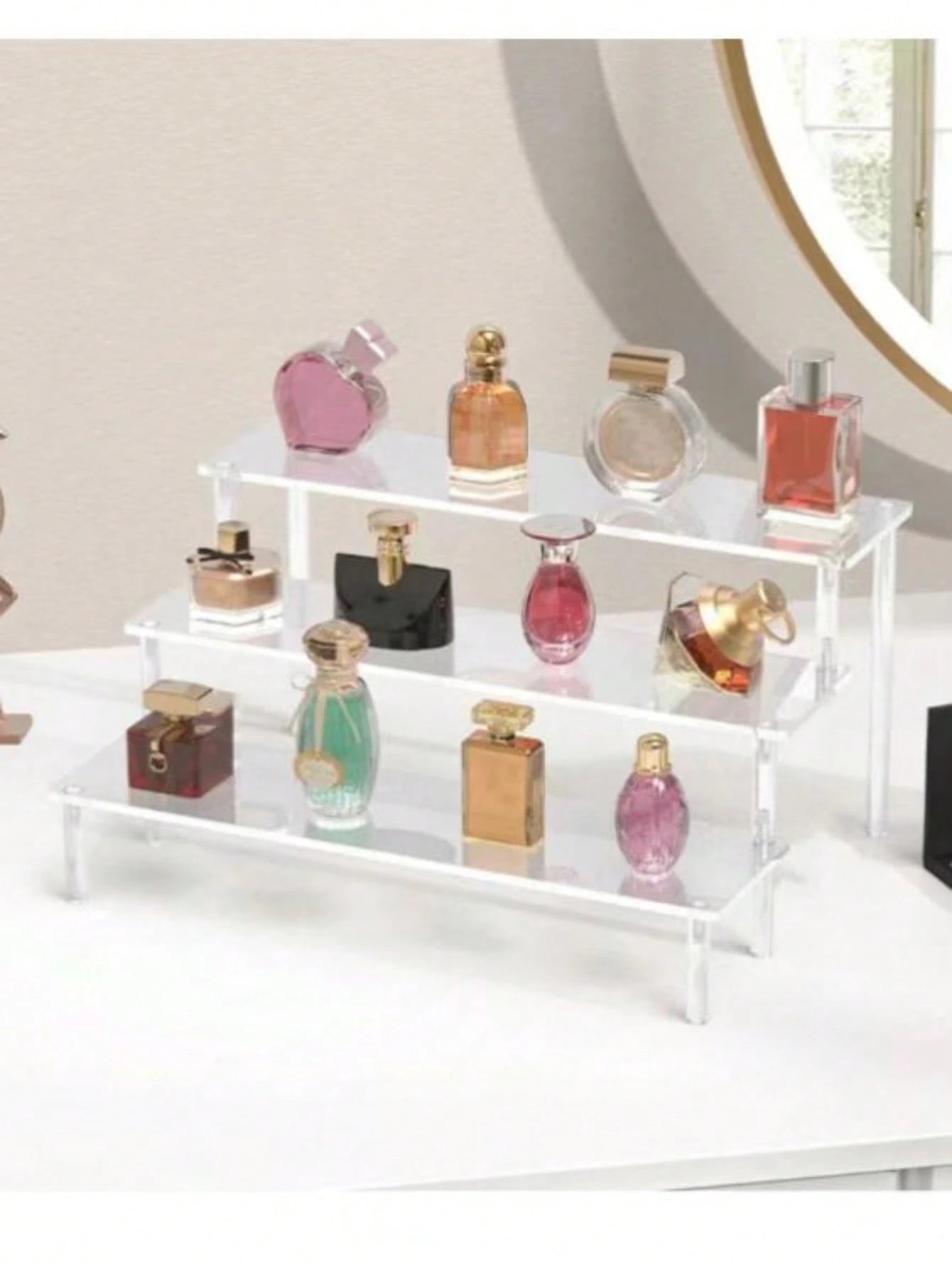 1pc Acrylic Cosmetic Storage Box, Multi-Tiered Transparent Display Rack, Suitable For Perfumes, Jewelry, Skincare Products, Cosmetics, Bathrooms