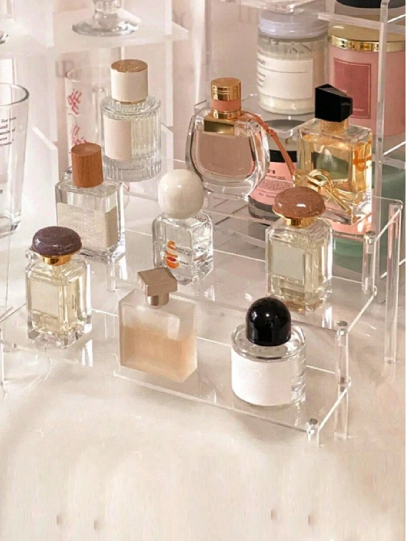 1pc Acrylic Cosmetic Storage Box, Multi-Tiered Transparent Display Rack, Suitable For Perfumes, Jewelry, Skincare Products, Cosmetics, Bathrooms