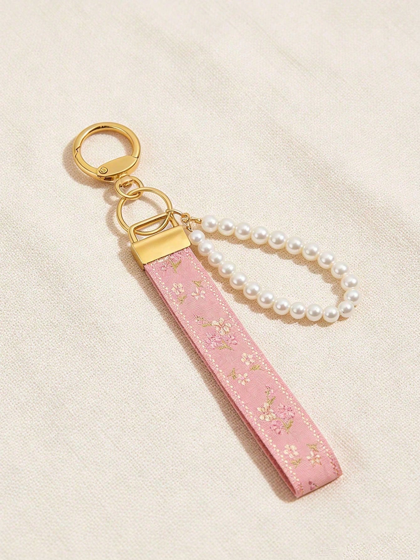 1pc Alloy Keychain Strap, Jacquard Woven Strap Keychain, Bag Charm Keychain Accessory, Wristlet Keychain, Printed Woven Keychain, Women's Car Keychain, Women's Fashion Keychain, Universal Keychain Pen