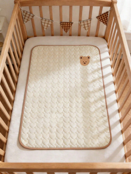 1pc Baby Embroidered Waterproof Bed Pad, Soft Skin-Friendly Cartoon Embroidery Baby Bed Diaper Pad, Breathable Skin-Friendly Surface- Soft And Non-Irritating, Easily Handle Bedwetting, Suitable For M