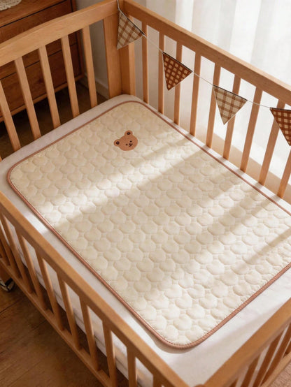 1pc Baby Embroidered Waterproof Bed Pad, Soft Skin-Friendly Cartoon Embroidery Baby Bed Diaper Pad, Breathable Skin-Friendly Surface- Soft And Non-Irritating, Easily Handle Bedwetting, Suitable For M