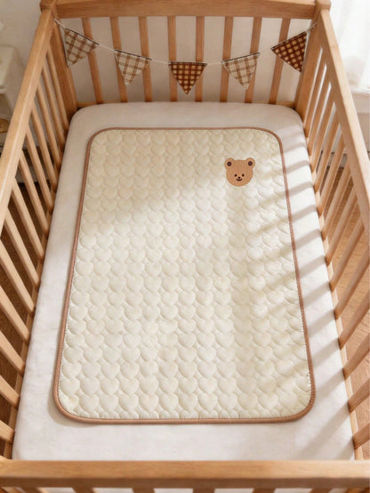 1pc Baby Embroidered Waterproof Bed Pad, Soft Skin-Friendly Cartoon Embroidery Baby Bed Diaper Pad, Breathable Skin-Friendly Surface- Soft And Non-Irritating, Easily Handle Bedwetting, Suitable For M