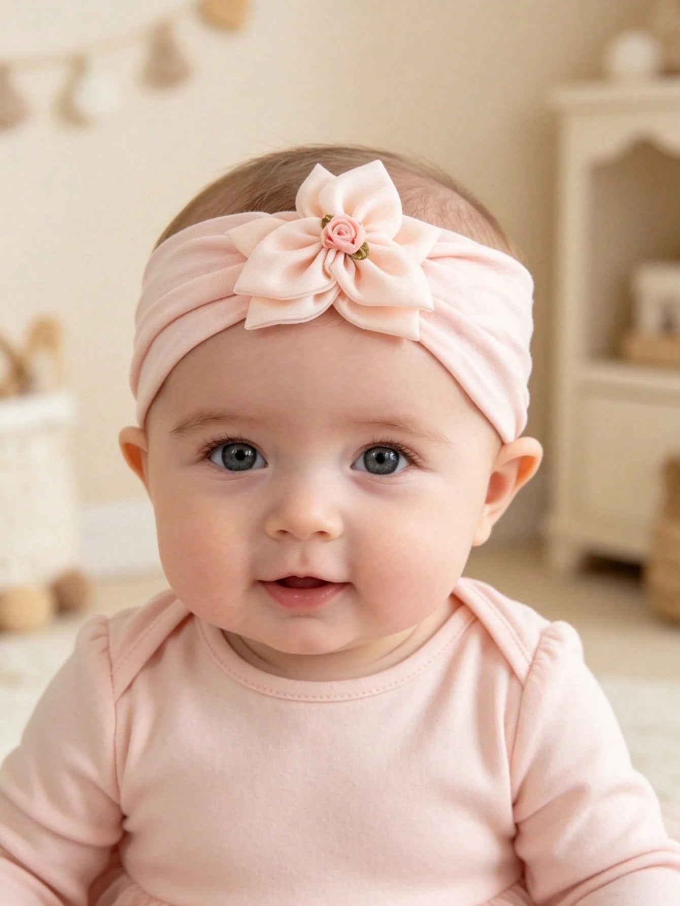 1pc Baby Princess Style Chiffon 3D Flower Headband, Sweet Flower Center Baby Headband, Soft And Comfortable Baby Hair Accessory, Suitable For Daily Wear, Photoshoots And Outdoor Activities