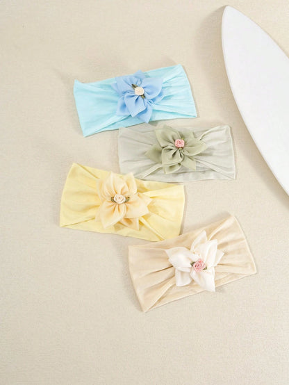 1pc Baby Princess Style Chiffon 3D Flower Headband, Sweet Flower Center Baby Headband, Soft And Comfortable Baby Hair Accessory, Suitable For Daily Wear, Photoshoots And Outdoor Activities