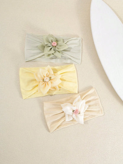 1pc Baby Princess Style Chiffon 3D Flower Headband, Sweet Flower Center Baby Headband, Soft And Comfortable Baby Hair Accessory, Suitable For Daily Wear, Photoshoots And Outdoor Activities