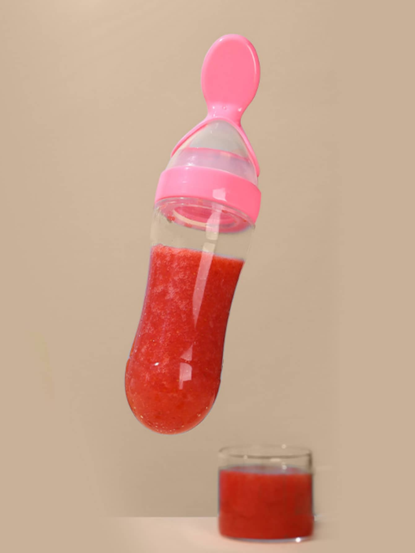 1pc Baby Rice Paste Spoon, Bottle-Shaped Infant Squeeze Spoon, Feeding Auxiliary Food Bottle, Newborn Rice Paste Bottle, Silicone Feeding Tool, Baby Eating Rice Noodle Soft Spoon, Milk-Feeding Godsend