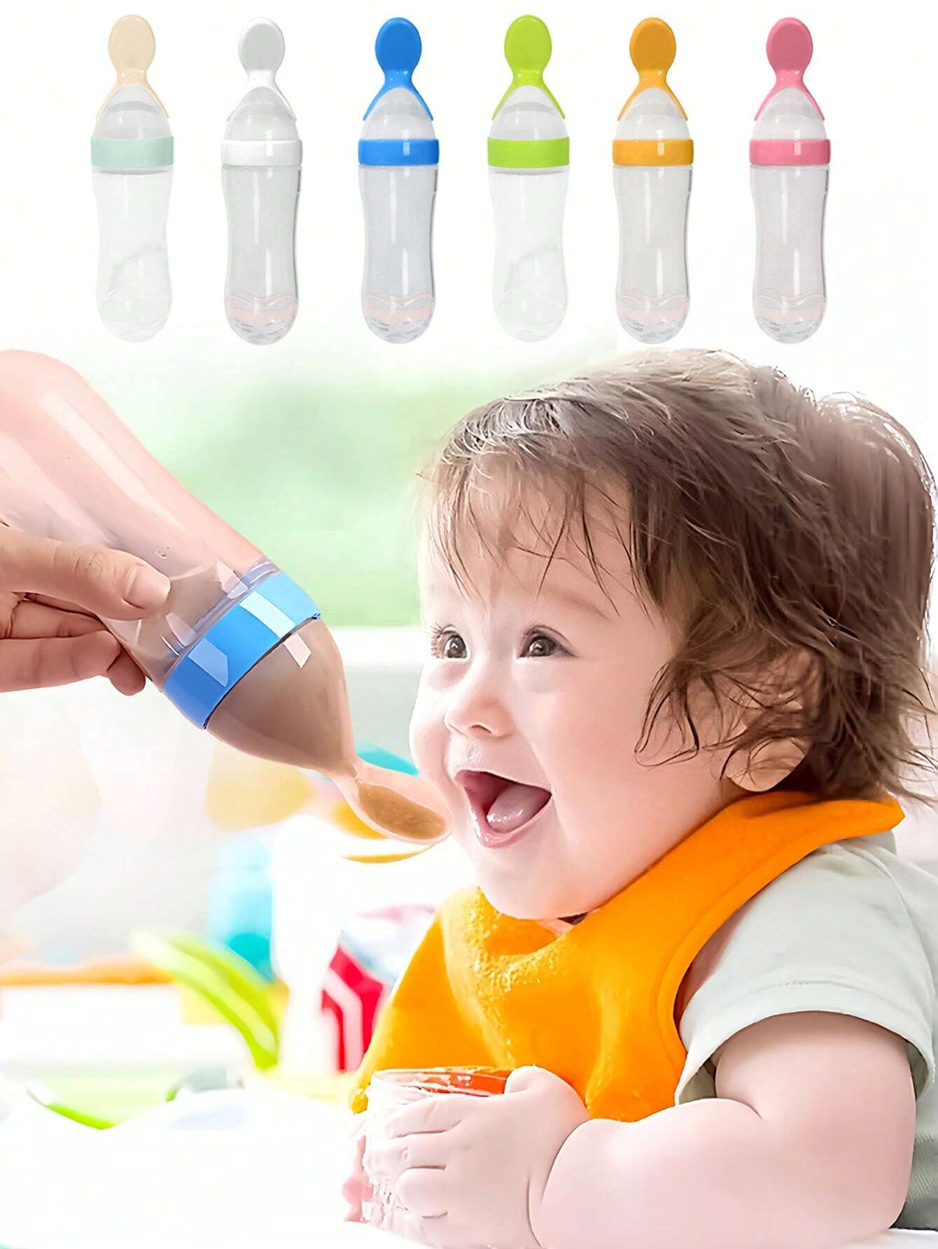 1pc Baby Rice Paste Spoon, Bottle-Shaped Infant Squeeze Spoon, Feeding Auxiliary Food Bottle, Newborn Rice Paste Bottle, Silicone Feeding Tool, Baby Eating Rice Noodle Soft Spoon, Milk-Feeding Godsend